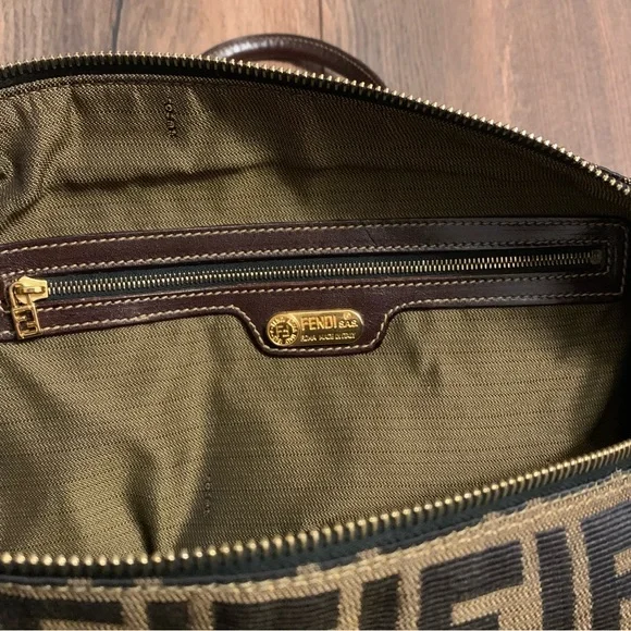 ❌SOLD❌ Vintage Fendi Zucca Brown Monogram Canvas Convertible Boston Bag - Picture 12 of 14